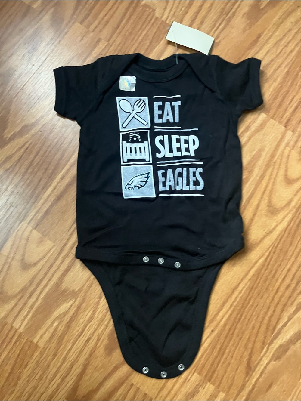 Black "Eat Sleep Eagles" Kids One-Piece Bodysuit